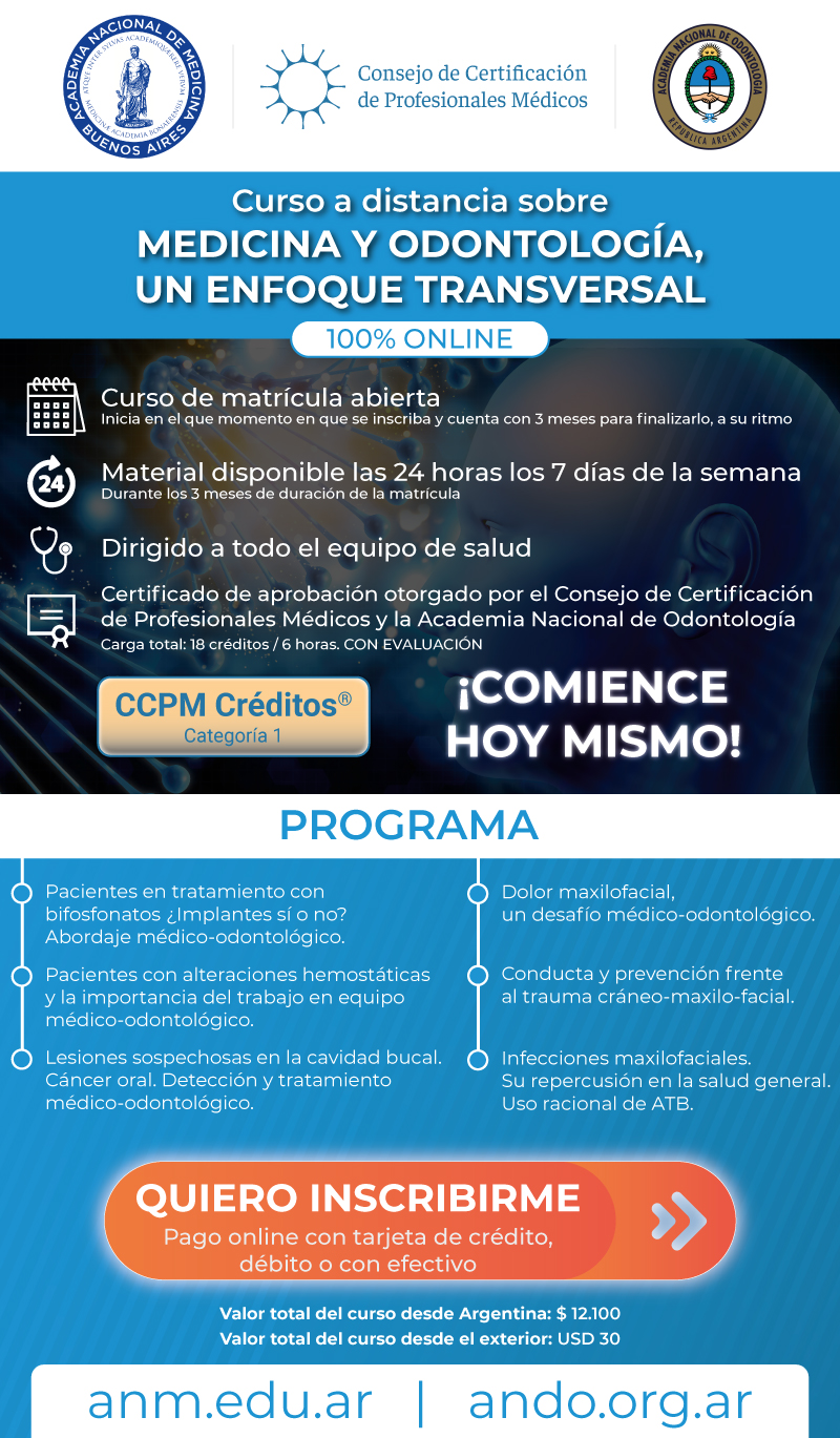 Curso a distancia sobre Medicina y Odontología, un enfoque transversal