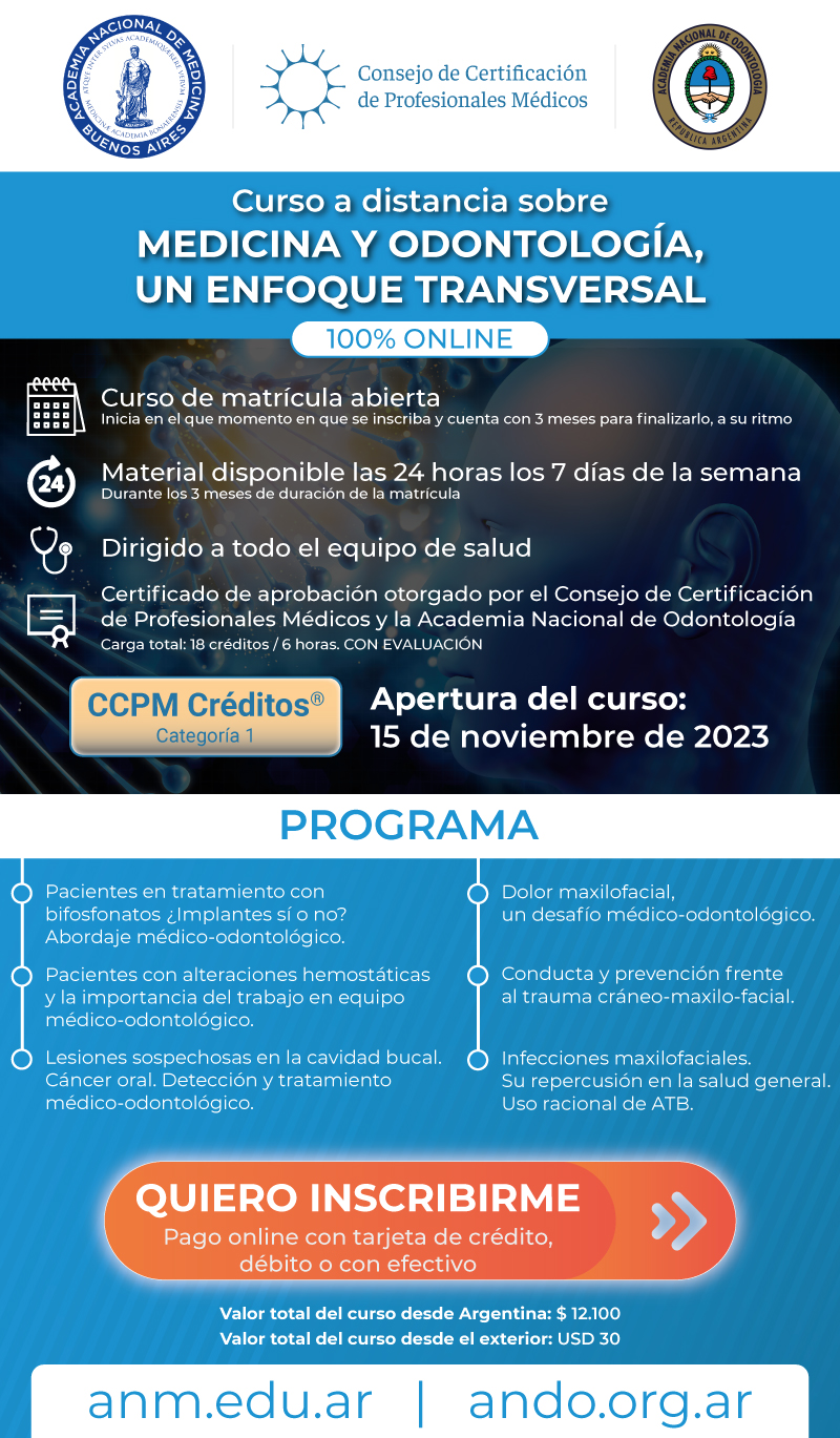 Curso a distancia sobre Medicina y Odontología, un enfoque transversal