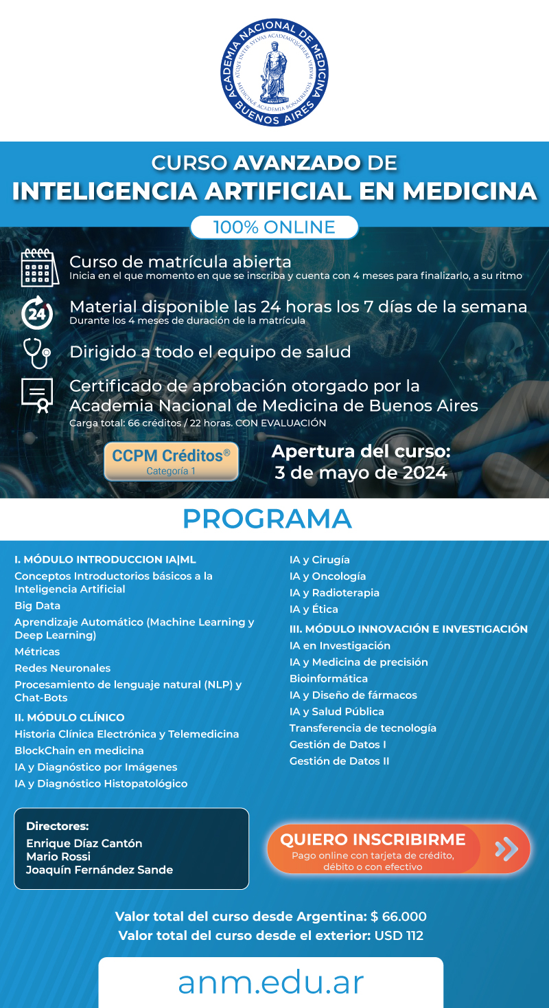 CURSO AVANZADO DE INTELIGENCIA ARTIFICIAL EN MEDICINA